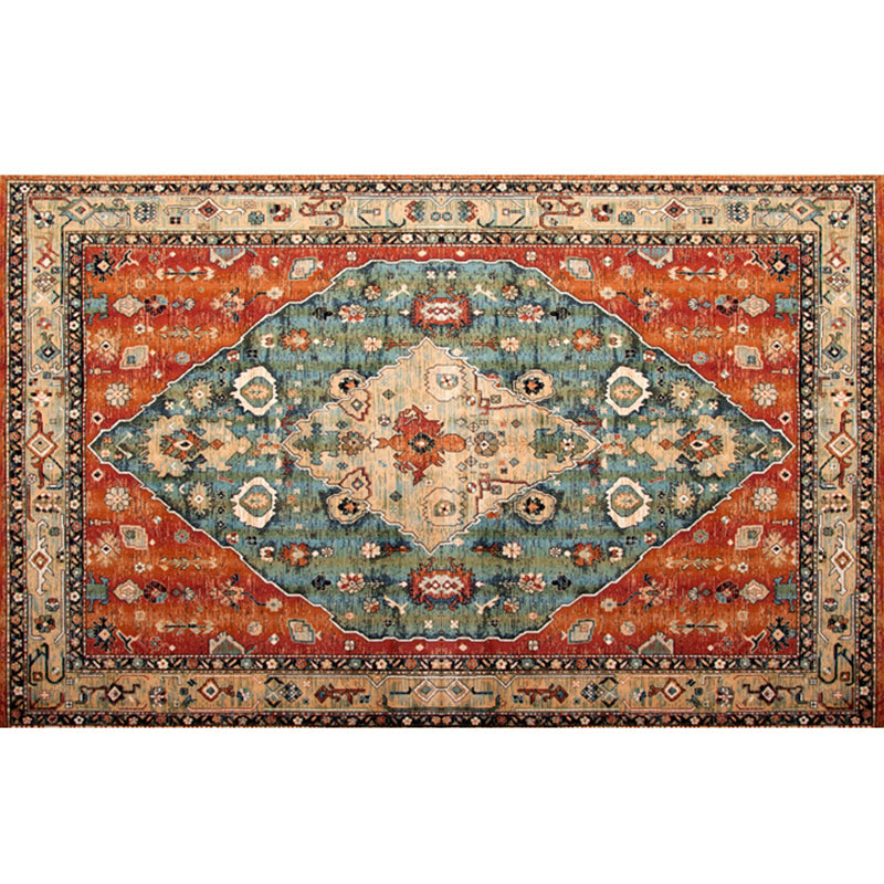 Lisslune | Beautiful Moroccan Rug Multicolored symmetrical printed carpet non-slip machine washable pet-friendly rug for the room