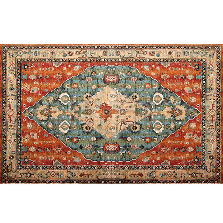 Lisslune | Beautiful Moroccan Rug Multicolored symmetrical printed carpet non-slip machine washable pet-friendly rug for the room