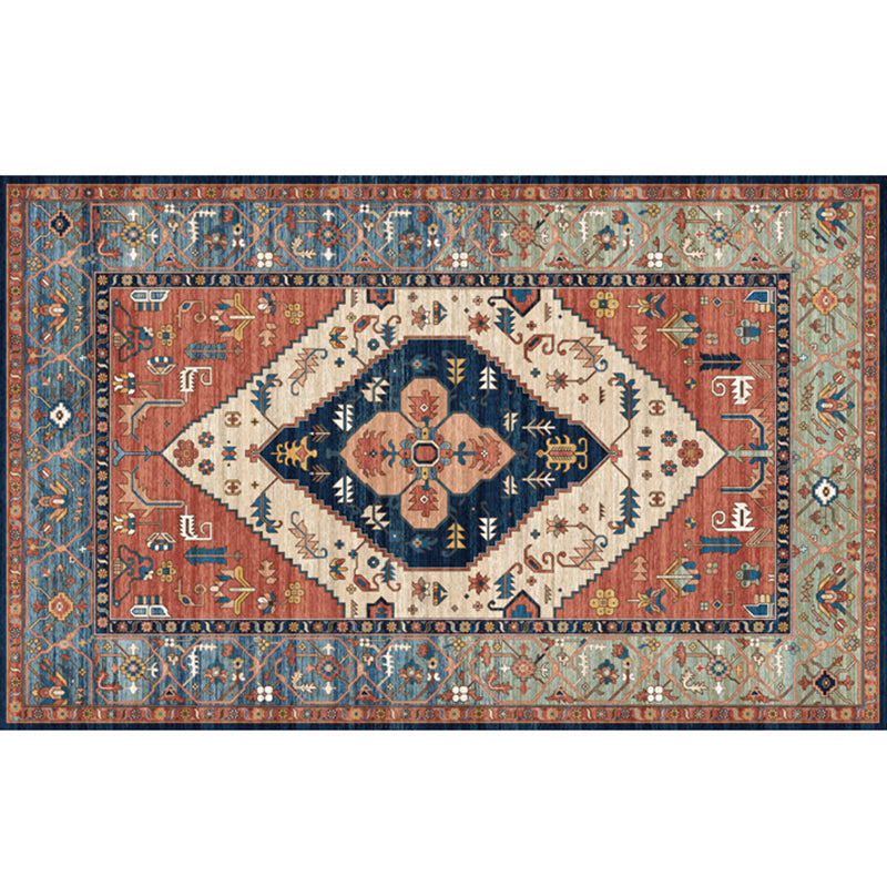 Lisslune | Beautiful Moroccan Rug Multicolored symmetrical printed carpet non-slip machine washable pet-friendly rug for the room