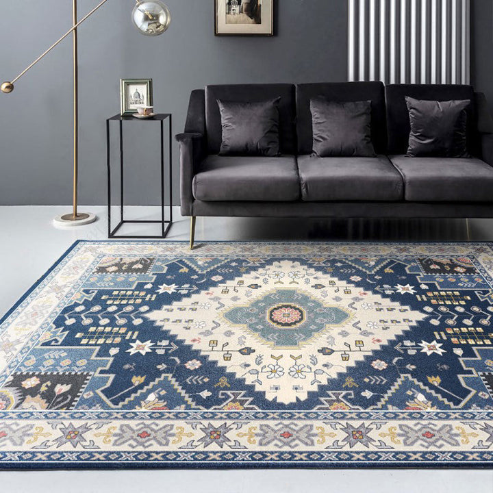 Lisslune | Beautiful Moroccan Rug Multicolored symmetrical printed carpet non-slip machine washable pet-friendly rug for the room