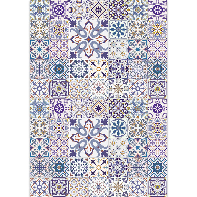 Lisslune | Moroccan Mosaic Print Carpet Multicolored Polyester Rug Non-Slip Back Washable Pet-Friendly Rug for Living Room