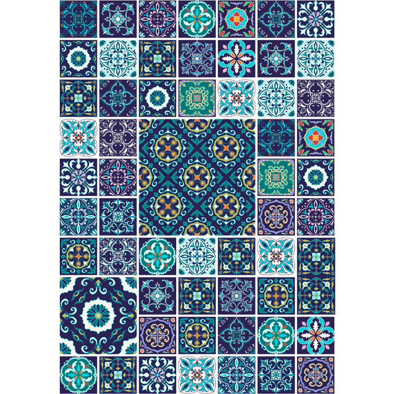 Lisslune | Moroccan Mosaic Print Carpet Multicolored Polyester Rug Non-Slip Back Washable Pet-Friendly Rug for Living Room