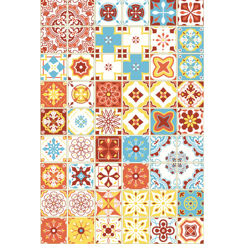 Lisslune | Moroccan Mosaic Print Carpet Multicolored Polyester Rug Non-Slip Back Washable Pet-Friendly Rug for Living Room