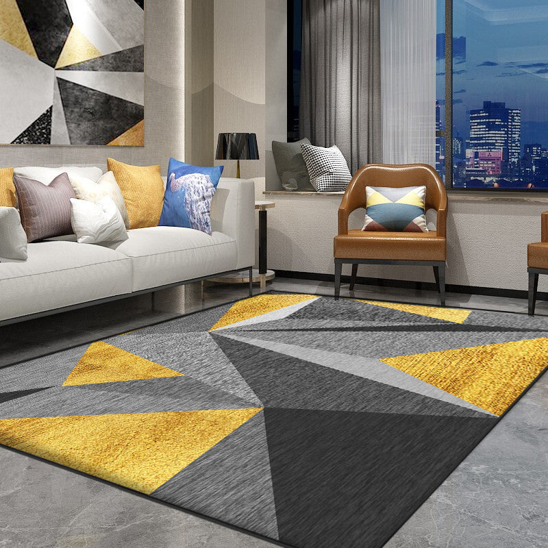 Lisslune | Nice 3D Effect Triangle Rug Multicolor Contemporary Rug Polypropylene Machine Washable Pet Friendly Non-Slip Rug for Home