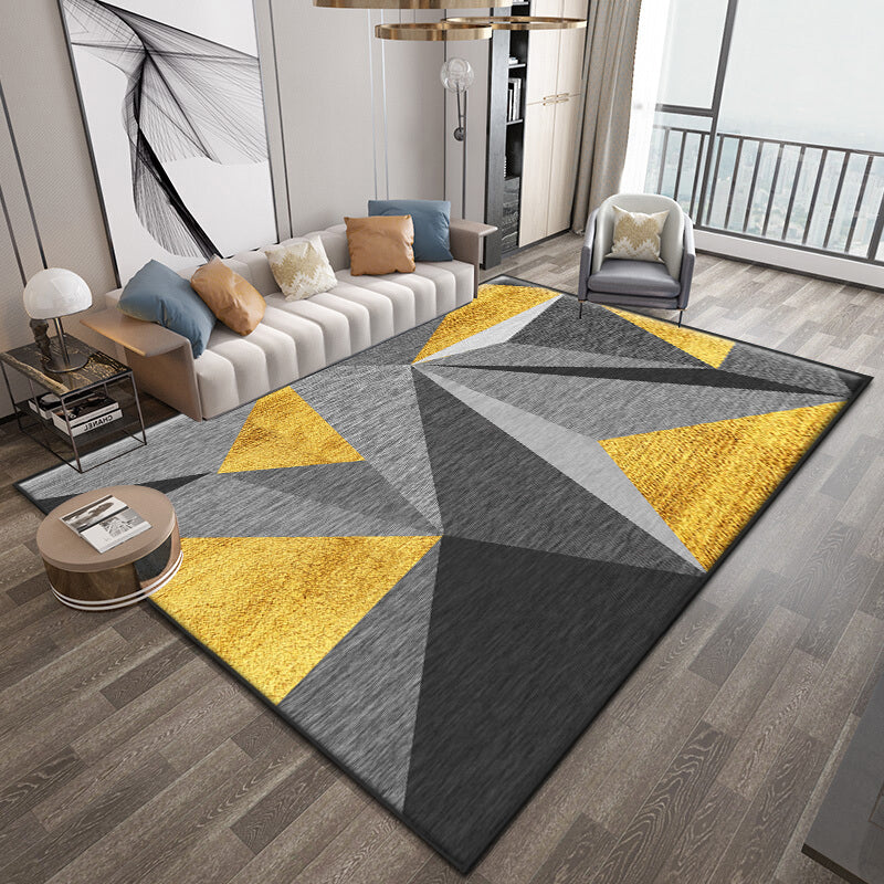 Lisslune | Nice 3D Effect Triangle Rug Multicolor Contemporary Rug Polypropylene Machine Washable Pet Friendly Non-Slip Rug for Home