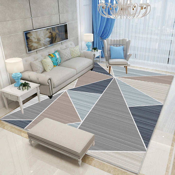 Lisslune | Nice 3D Effect Triangle Rug Multicolor Contemporary Rug Polypropylene Machine Washable Pet Friendly Non-Slip Rug for Home
