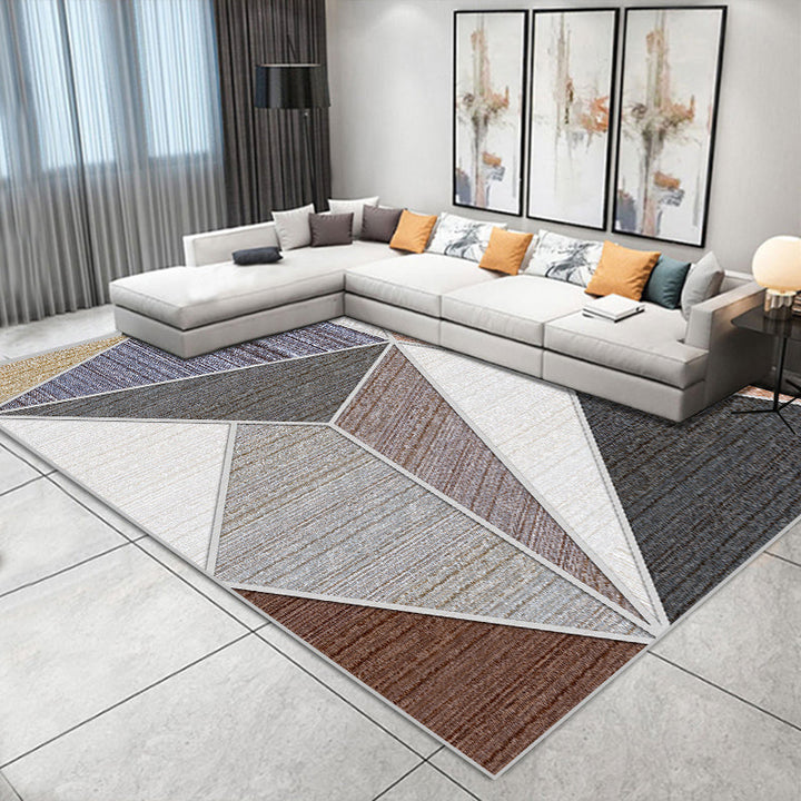 Lisslune | Nice 3D Effect Triangle Rug Multicolor Contemporary Rug Polypropylene Machine Washable Pet Friendly Non-Slip Rug for Home
