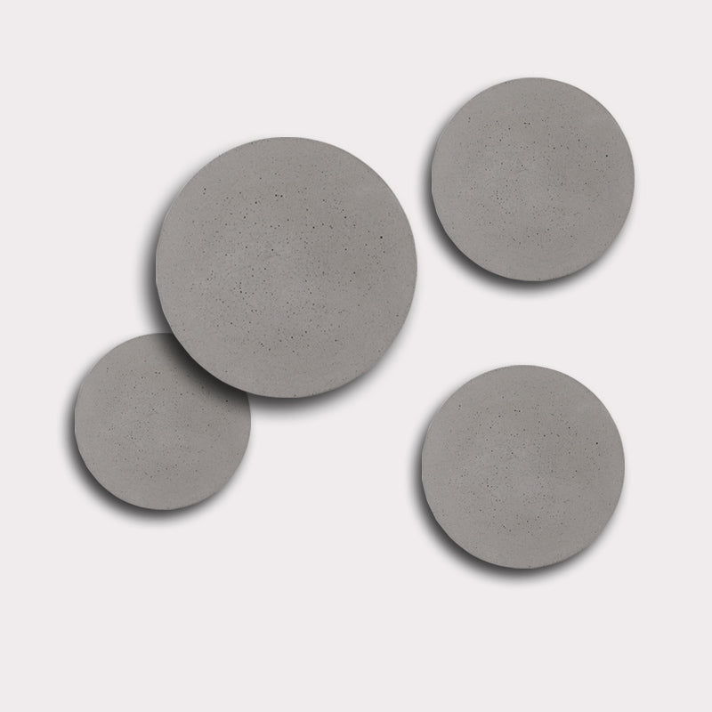 Lisslune | Flat Round Wall Sconce Light Minimalist Cement Gray LED Wall Mounted Light for Nightstand