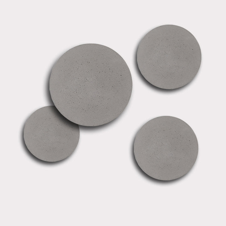 Lisslune | Flat Round Wall Sconce Light Minimalist Cement Gray LED Wall Mounted Light for Nightstand
