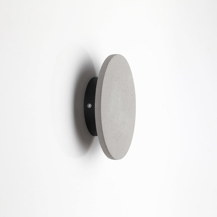 Lisslune | Flat Round Wall Sconce Light Minimalist Cement Gray LED Wall Mounted Light for Nightstand