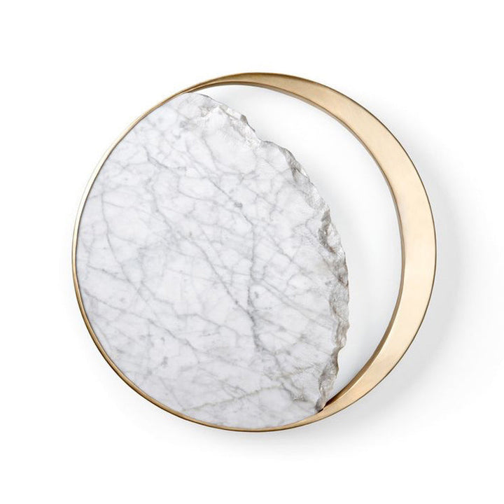 Lisslune | Moon Wall Lamp Postmodern Marble Gold LED Light Fixture with Metal Ring for Nightstand