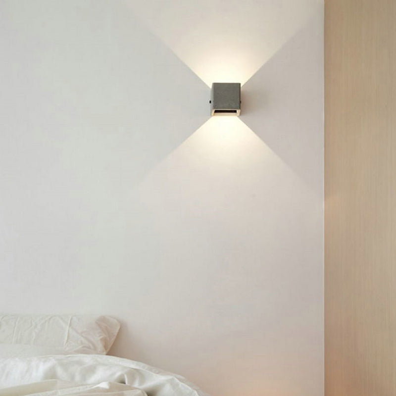 Lisslune | Square-shaped cement LED wall lighting minimalist gray wall lamp for the living room
