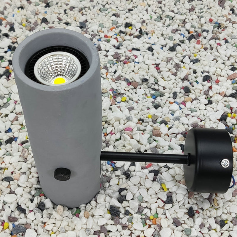 Lisslune | Cement Cylinder Wall Lighting Nordic Style Single Bulb Gray Rotatable Wall Recessed Light