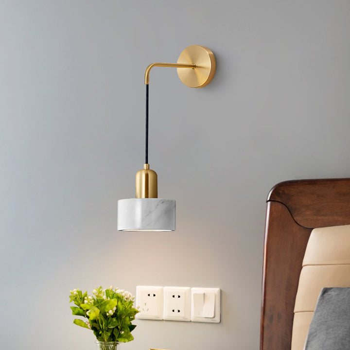 Lisslune | Drum-shaped Living Room Wall-mounted Lamp Marble Simplicity LED Wall Lighting Fixture