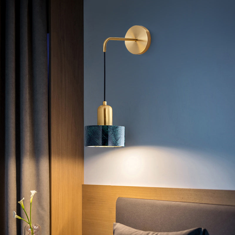 Lisslune | Drum-shaped Living Room Wall-mounted Lamp Marble Simplicity LED Wall Lighting Fixture