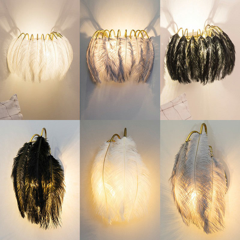Lisslune | Gold Curves Wall Light Simplicity Single Bulb Spring Wall Lamp for Bedside