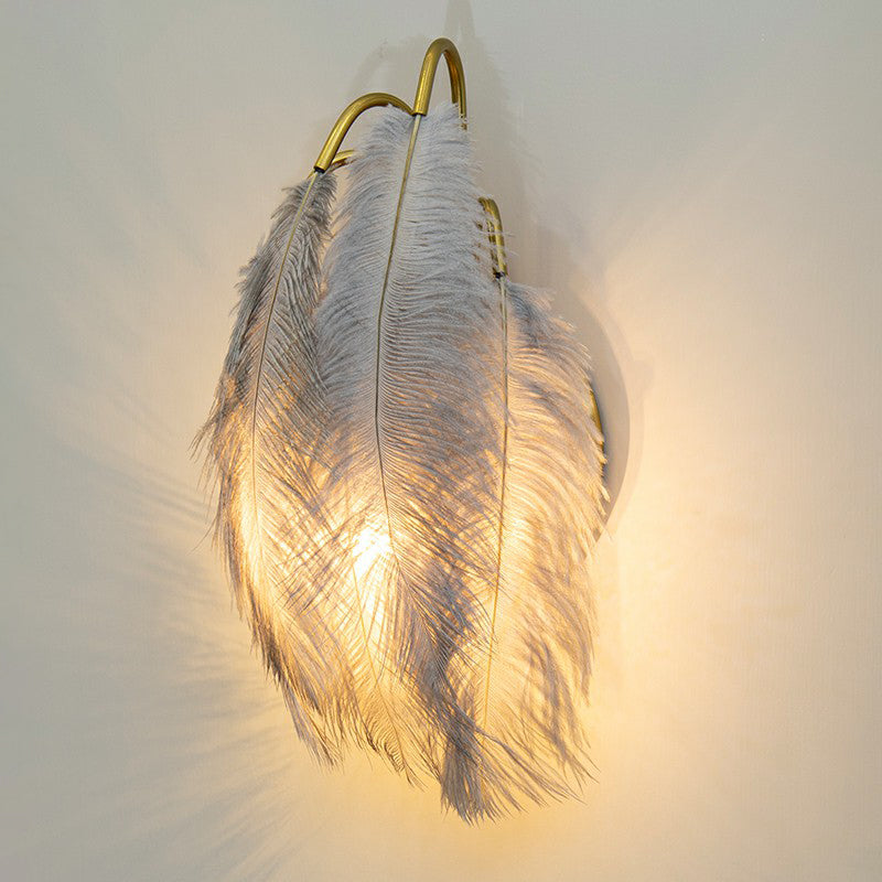 Lisslune | Gold Curves Wall Light Simplicity Single Bulb Spring Wall Lamp for Bedside