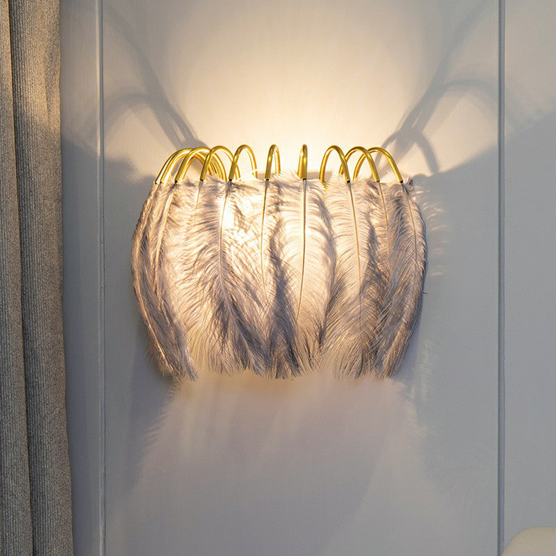 Lisslune | Gold Curves Wall Light Simplicity Single Bulb Spring Wall Lamp for Bedside