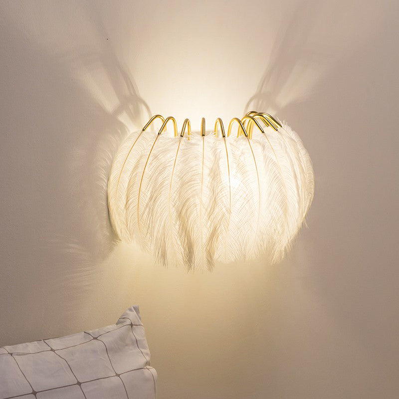 Lisslune | Gold Curves Wall Light Simplicity Single Bulb Spring Wall Lamp for Bedside