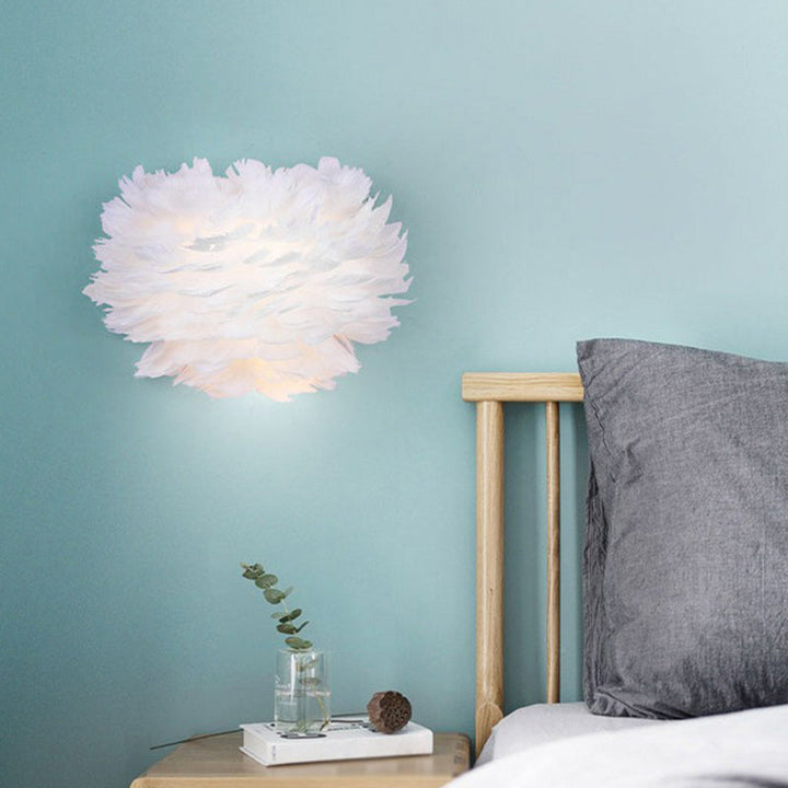 Lisslune | Blooming Flower Feathers Wall Light Nordic Style 1 Bulb White Wall Light for the Girls' Room