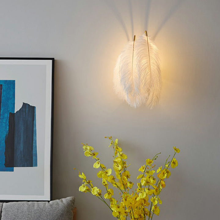 Lisslune | Shadow Girl Bedroom Wall Lamp Feather Single Bulb Simple Wall Mounted Light