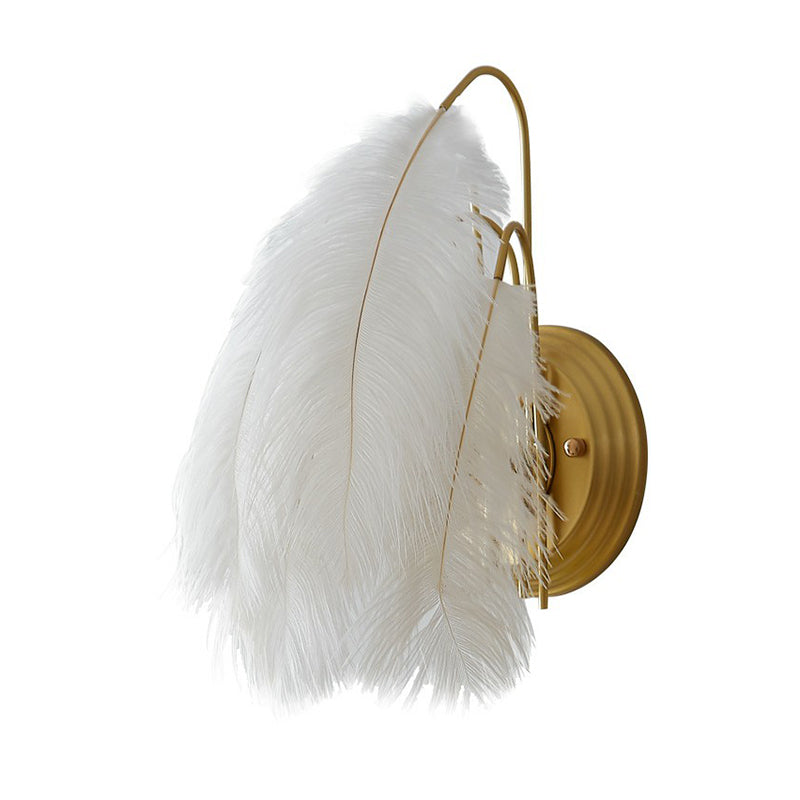 Lisslune | Shadow Girl Bedroom Wall Lamp Feather Single Bulb Simple Wall Mounted Light