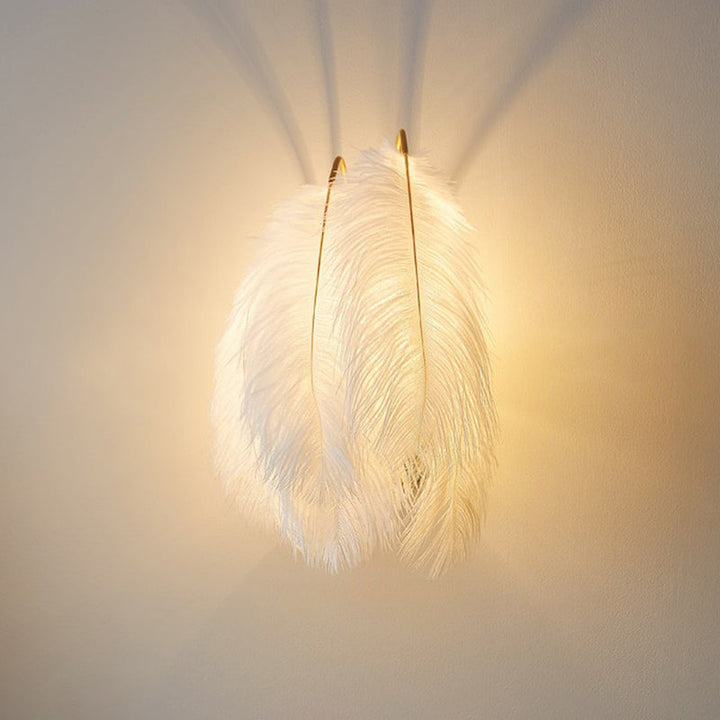 Lisslune | Shadow Girl Bedroom Wall Lamp Feather Single Bulb Simple Wall Mounted Light