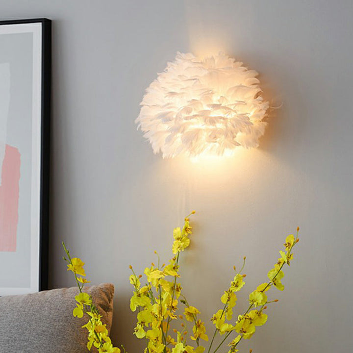 Lisslune | Shadow Girl Bedroom Wall Lamp Feather Single Bulb Simple Wall Mounted Light