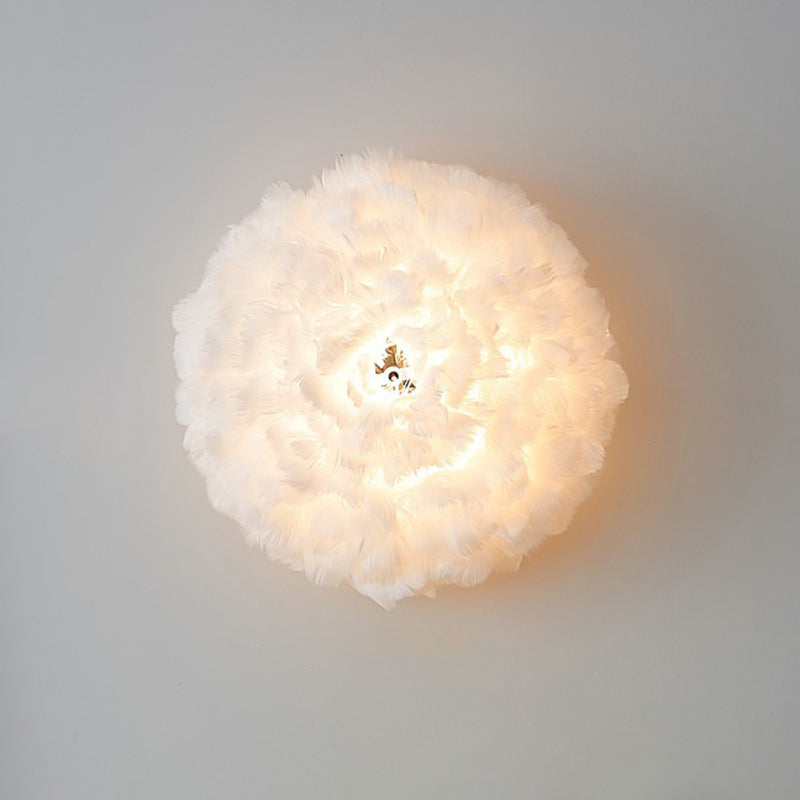 Lisslune | Shadow Girl Bedroom Wall Lamp Feather Single Bulb Simple Wall Mounted Light