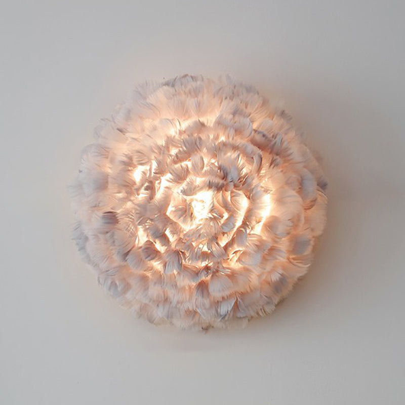 Lisslune | Shadow Girl Bedroom Wall Lamp Feather Single Bulb Simple Wall Mounted Light