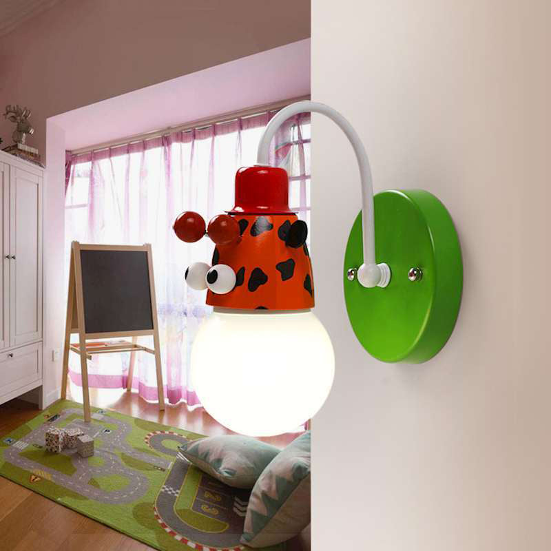 Skørter | Cartoon Sphere Wall Lamp Opal Glass Single Lamp Fitting Children's Room Wall Mounted Lamp with Animal Decor