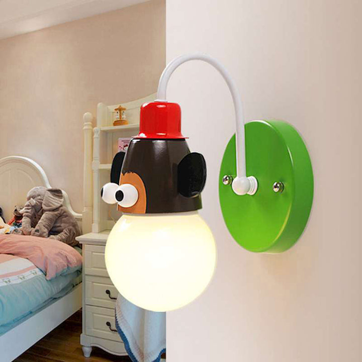 Skørter | Cartoon Sphere Wall Lamp Opal Glass Single Lamp Fitting Children's Room Wall Mounted Lamp with Animal Decor