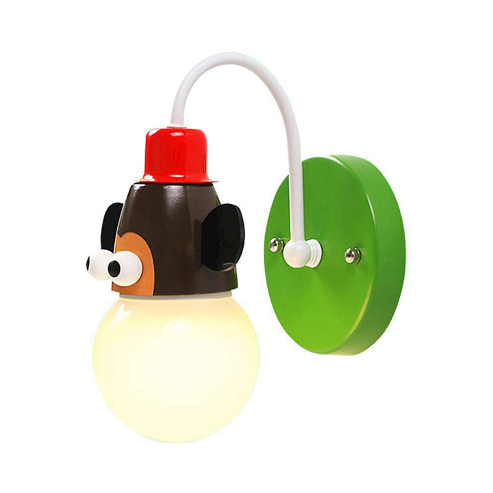 Skørter | Cartoon Sphere Wall Lamp Opal Glass Single Lamp Fitting Children's Room Wall Mounted Lamp with Animal Decor