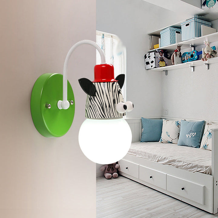 Skørter | Cartoon Sphere Wall Lamp Opal Glass Single Lamp Fitting Children's Room Wall Mounted Lamp with Animal Decor