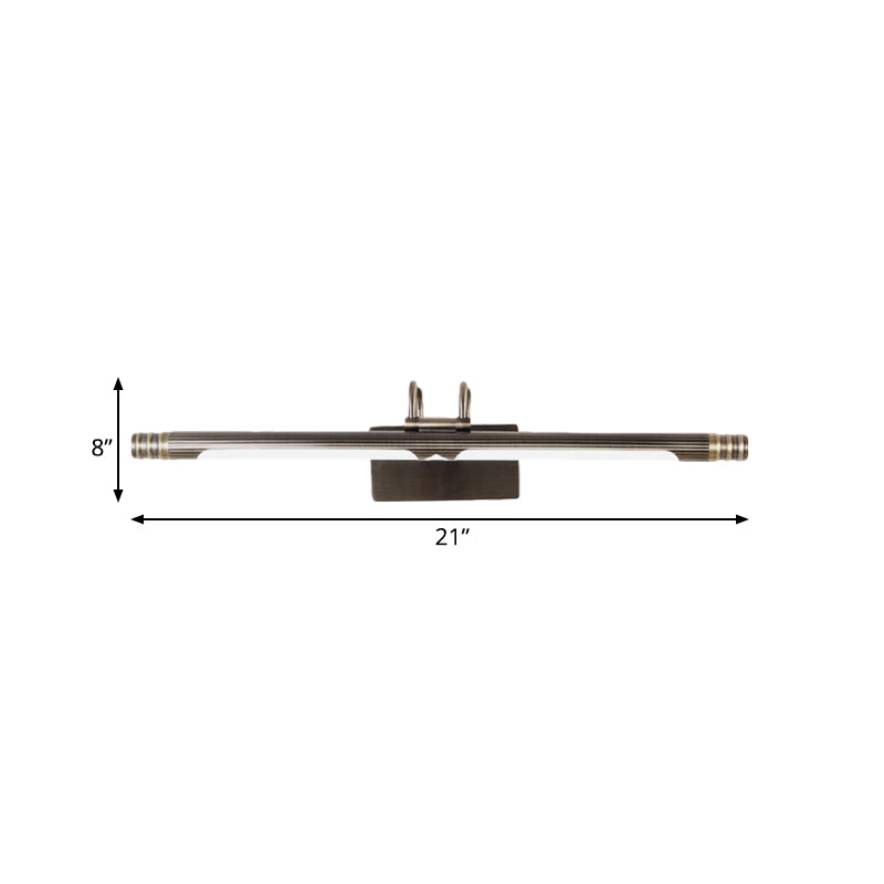 Skørter | LED Linear Vanity Light Fixture Classic Bronze Metal Wall Lamp in White/Warm Light, 21"/26" B