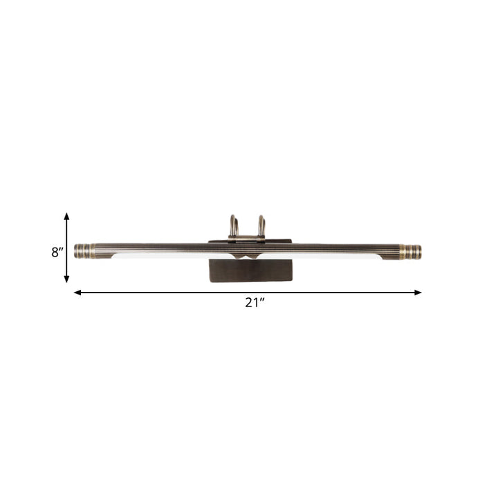 Skørter | LED Linear Vanity Light Fixture Classic Bronze Metal Wall Lamp in White/Warm Light, 21"/26" B