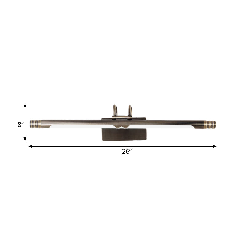 Skørter | LED Linear Vanity Light Fixture Classic Bronze Metal Wall Lamp in White/Warm Light, 21"/26" B