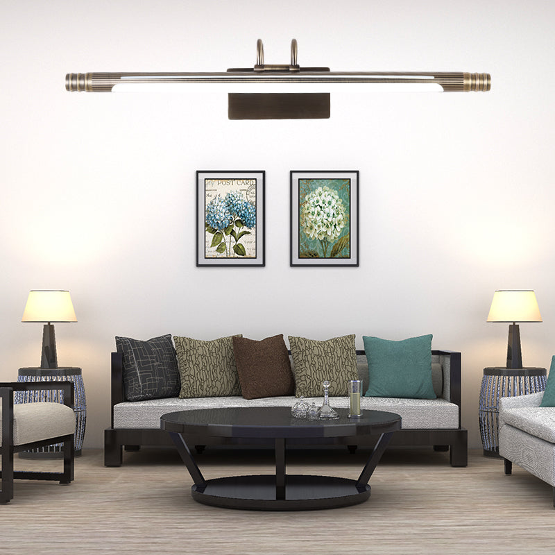 Skørter | Metal Bronze Vanity Light Tube LED Traditional Wall Lamp in White/Warm Light, 21"/26" B