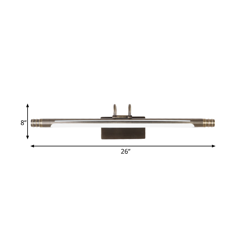 Skørter | Metal Bronze Vanity Light Tube LED Traditional Wall Lamp in White/Warm Light, 21"/26" B