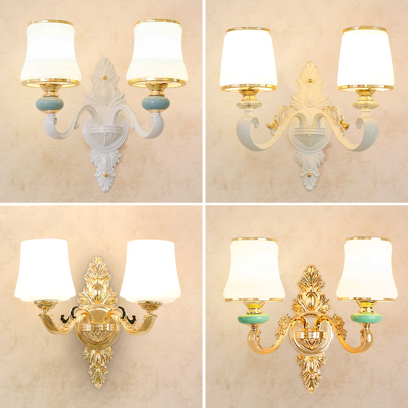 Skørter | Golden Shadow Wall Lighting Simplicity Opal Glass Corridor Wall Lamp With Curved Arm