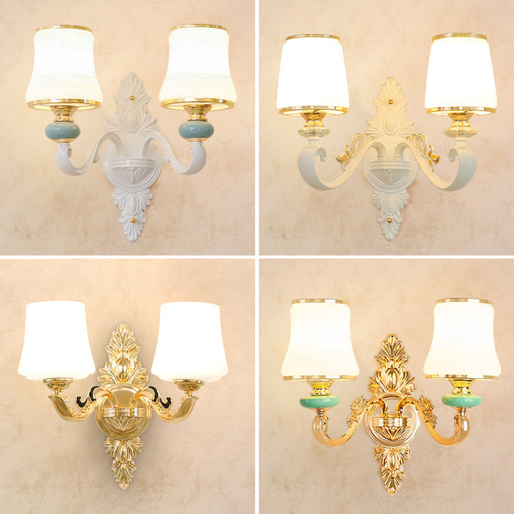Skørter | Golden Shadow Wall Lighting Simplicity Opal Glass Corridor Wall Lamp With Curved Arm