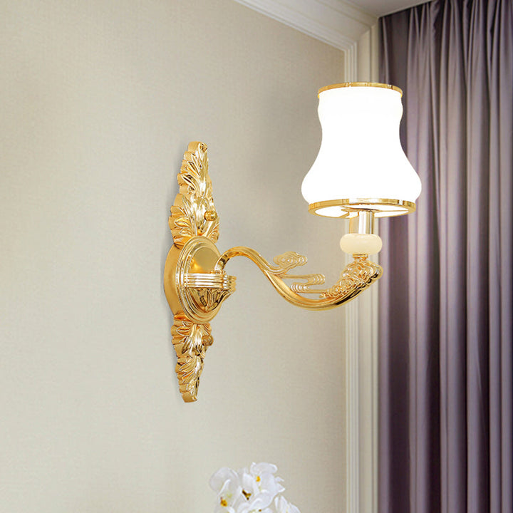 Skørter | Golden Shadow Wall Lighting Simplicity Opal Glass Corridor Wall Lamp With Curved Arm