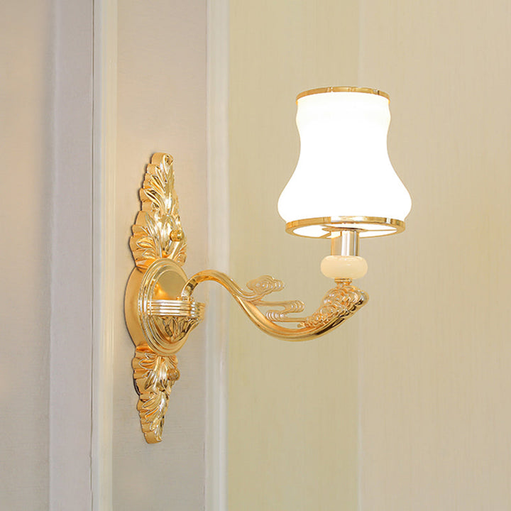 Skørter | Golden Shadow Wall Lighting Simplicity Opal Glass Corridor Wall Lamp With Curved Arm