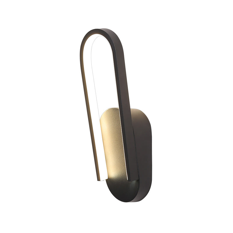 Lisslune | Simple Wall Light Black/White Half Oval LED Wall Light with Acrylic Shade, Warm/White Light