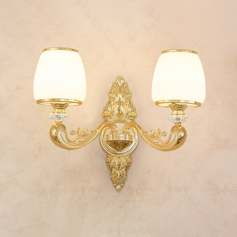 Skørter | Golden Shadow Wall Lighting Simplicity Opal Glass Corridor Wall Lamp With Curved Arm