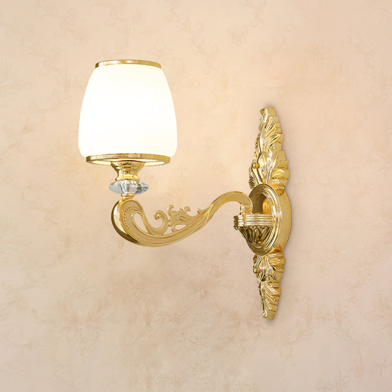 Skørter | Golden Shadow Wall Lighting Simplicity Opal Glass Corridor Wall Lamp With Curved Arm