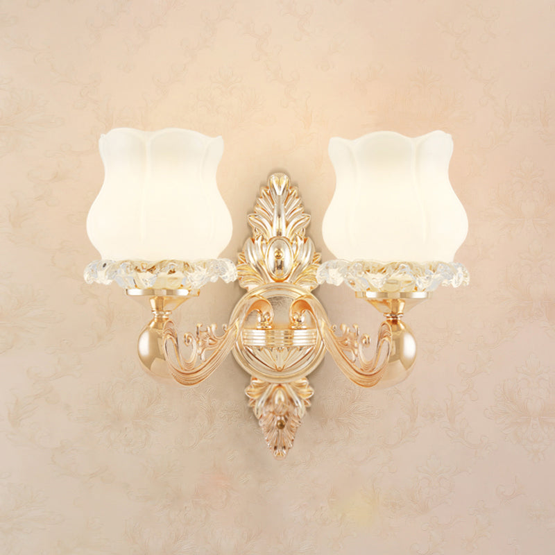 Skørter | Golden Shadow Wall Lighting Simplicity Opal Glass Corridor Wall Lamp With Curved Arm