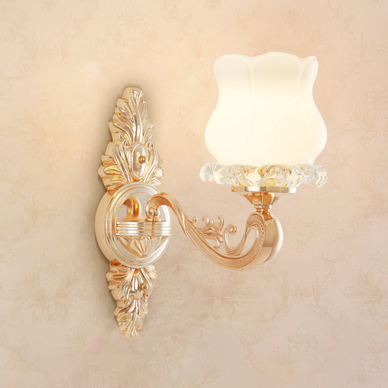 Skørter | Golden Shadow Wall Lighting Simplicity Opal Glass Corridor Wall Lamp With Curved Arm