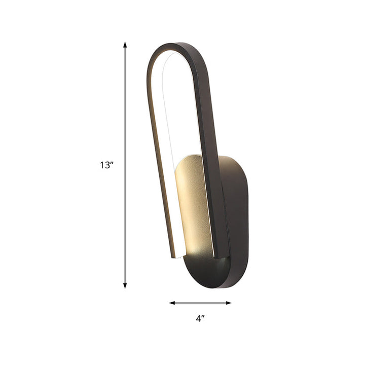 Lisslune | Simple Wall Light Black/White Half Oval LED Wall Light with Acrylic Shade, Warm/White Light