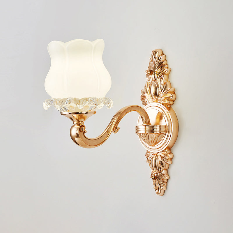 Skørter | Golden Shadow Wall Lighting Simplicity Opal Glass Corridor Wall Lamp With Curved Arm